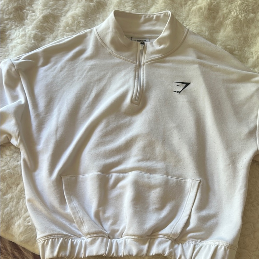 Gymshark White Crop Top with High Collar
